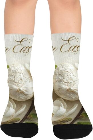 جوارب المشي لمسافات طويلة من الدانتيل الأبيض لعيد الفصح - جوارب شتوية سميكة دافئة للأولاد والبنات للمدرسة، والارتداء اليومي والأنشطة الخارجية in Kuwait