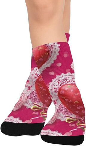 جوارب للمشي لمسافات طويلة على شكل قلوب من الدانتيل الأحمر - جوارب شتوية حرارية سميكة دافئة للأطفال الصغار للأولاد والبنات للمدرسة، والارتداء اليومي والأنشطة الخارجية in Kuwait