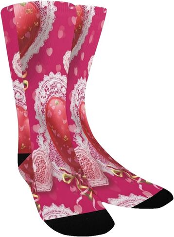 جوارب للمشي لمسافات طويلة على شكل قلوب من الدانتيل الأحمر - جوارب شتوية حرارية سميكة دافئة للأطفال الصغار للأولاد والبنات للمدرسة، والارتداء اليومي والأنشطة الخارجية in Kuwait