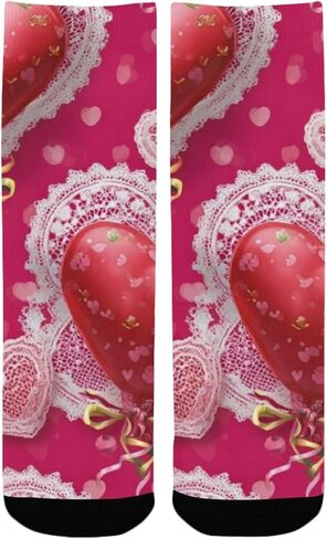 جوارب للمشي لمسافات طويلة على شكل قلوب من الدانتيل الأحمر - جوارب شتوية حرارية سميكة دافئة للأطفال الصغار للأولاد والبنات للمدرسة، والارتداء اليومي والأنشطة الخارجية in Kuwait