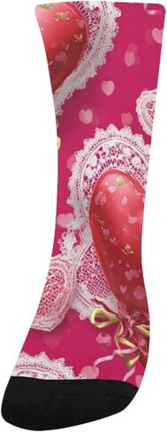 جوارب للمشي لمسافات طويلة على شكل قلوب من الدانتيل الأحمر - جوارب شتوية حرارية سميكة دافئة للأطفال الصغار للأولاد والبنات للمدرسة، والارتداء اليومي والأنشطة الخارجية in Kuwait