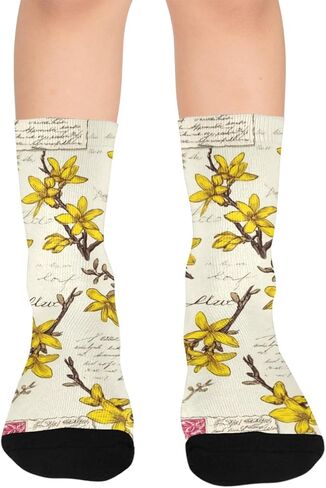 جوارب المشي لمسافات طويلة باللون الأصفر على شكل مغلف - جوارب شتوية حرارية سميكة دافئة للأولاد والبنات الصغار للمدرسة، والارتداء اليومي والأنشطة الخارجية in Kuwait