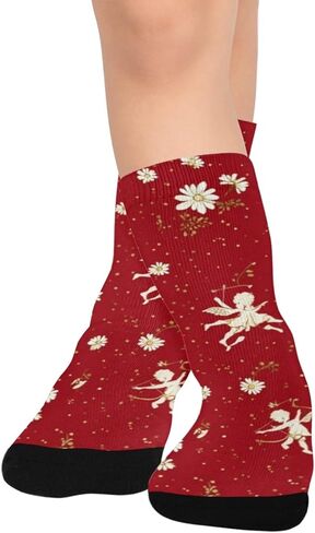 جوارب المشي لمسافات طويلة بتصميم Cherub Motif - جوارب شتوية حرارية سميكة دافئة للأولاد والبنات الصغار للمدرسة، والارتداء اليومي والأنشطة الخارجية in Kuwait