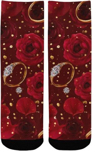 جوارب للمشي لمسافات طويلة على شكل ورود حمراء وحلقة - جوارب شتوية حرارية سميكة دافئة للأولاد والبنات للمدرسة، والارتداء اليومي والأنشطة الخارجية in Kuwait