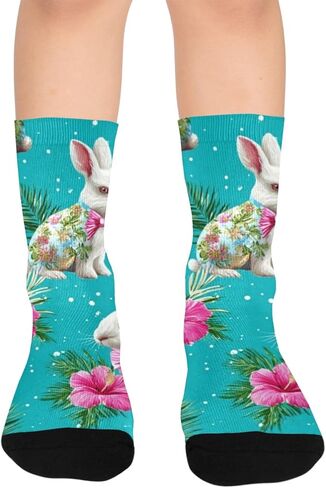 جوارب المشي لمسافات طويلة على شكل زهرة زرقاء من الأرانب الاستوائية - جوارب شتوية حرارية سميكة دافئة للأولاد والبنات للمدرسة، والارتداء اليومي والأنشطة الخارجية in Kuwait