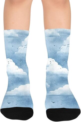 جوارب Sky White Clouds للمشي لمسافات طويلة - جوارب شتوية حرارية سميكة دافئة للأطفال الصغار للأولاد والبنات للمدرسة، والارتداء اليومي والأنشطة الخارجية in Kuwait