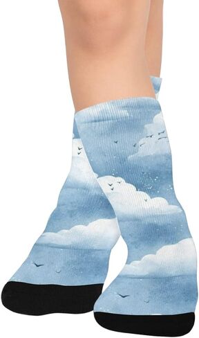 جوارب Sky White Clouds للمشي لمسافات طويلة - جوارب شتوية حرارية سميكة دافئة للأطفال الصغار للأولاد والبنات للمدرسة، والارتداء اليومي والأنشطة الخارجية in Kuwait