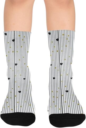 جوارب مخططة على شكل قلب منقطة للمشي لمسافات طويلة - جوارب شتوية حرارية سميكة دافئة للأطفال الصغار للأولاد والبنات للمدرسة، والارتداء اليومي والأنشطة الخارجية in Kuwait