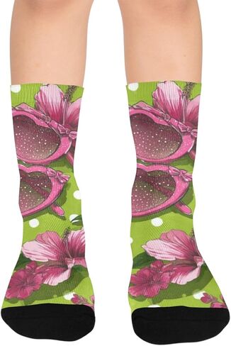 جوارب Tropical Sunglass Bloom Green للمشي لمسافات طويلة - جوارب شتوية سميكة دافئة للأولاد والبنات للمدرسة، والارتداء اليومي والأنشطة الخارجية in Kuwait