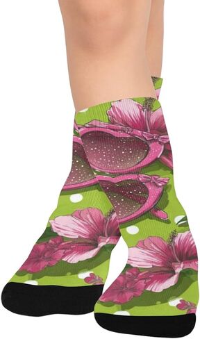 جوارب Tropical Sunglass Bloom Green للمشي لمسافات طويلة - جوارب شتوية سميكة دافئة للأولاد والبنات للمدرسة، والارتداء اليومي والأنشطة الخارجية in Kuwait