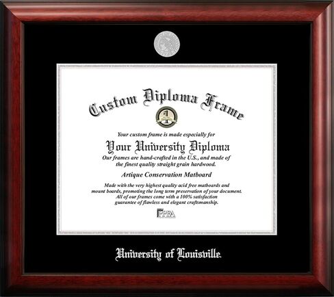 NCAA Louisville Cardinals Unisex Silver Embossed Diploma Frame University of Louisville 17W x 14H Silver Embossed Diploma Frame, Brown, One Size in Saudi Arabia