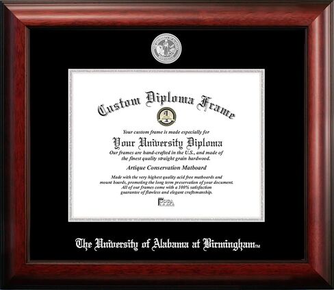 Campus Images NCAA Birmingham Blazers Unisex Silver Embossed Diploma Frame University of Alabama, Birmingham 11W x 8.5H Silver Embossed Diploma Frame, Brown, One Size in Saudi Arabia