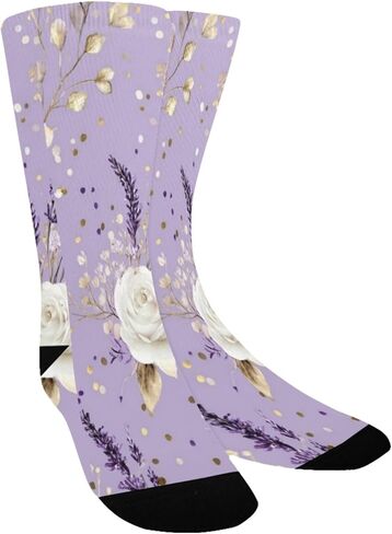 جوارب Lavender Gold Bloom للمشي لمسافات طويلة - جوارب شتوية حرارية سميكة دافئة للأولاد والبنات للمدرسة، والارتداء اليومي والأنشطة الخارجية in Kuwait