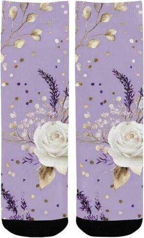 جوارب Lavender Gold Bloom للمشي لمسافات طويلة - جوارب شتوية حرارية سميكة دافئة للأولاد والبنات للمدرسة، والارتداء اليومي والأنشطة الخارجية in Kuwait