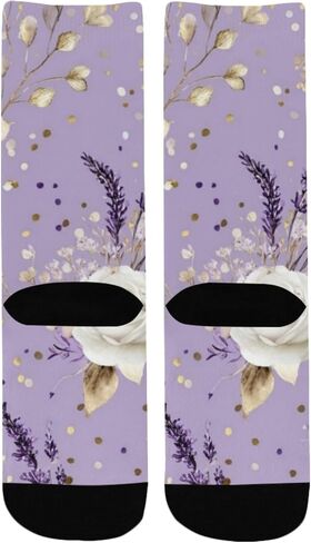 جوارب Lavender Gold Bloom للمشي لمسافات طويلة - جوارب شتوية حرارية سميكة دافئة للأولاد والبنات للمدرسة، والارتداء اليومي والأنشطة الخارجية in Kuwait