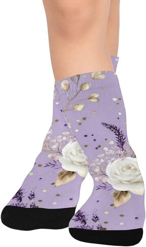 جوارب Lavender Gold Bloom للمشي لمسافات طويلة - جوارب شتوية حرارية سميكة دافئة للأولاد والبنات للمدرسة، والارتداء اليومي والأنشطة الخارجية in Kuwait