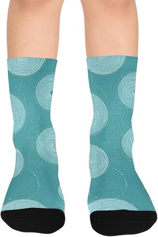 جوارب التنزه باللون الأزرق بتصميم حلقة باستيل - جوارب شتوية حرارية سميكة دافئة للأولاد والبنات الصغار للمدرسة، والارتداء اليومي والأنشطة الخارجية in Kuwait