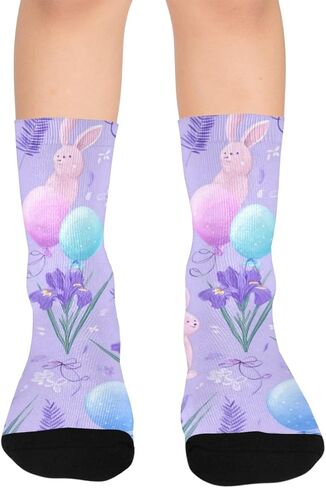 جوارب Pastel Bunny Bloom للمشي لمسافات طويلة - جوارب شتوية حرارية سميكة دافئة للأولاد والبنات للمدرسة، والارتداء اليومي والأنشطة الخارجية in Kuwait