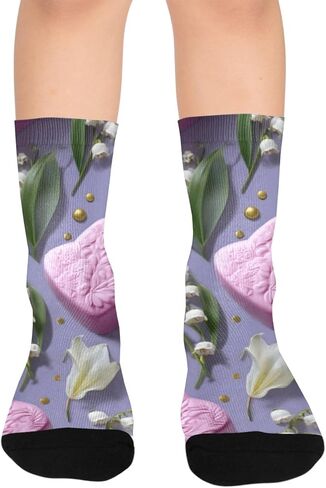 جوارب Pastel Bloom Pueple للمشي لمسافات طويلة - جوارب شتوية حرارية سميكة دافئة للأولاد والبنات للمدرسة، والارتداء اليومي والأنشطة الخارجية in Kuwait