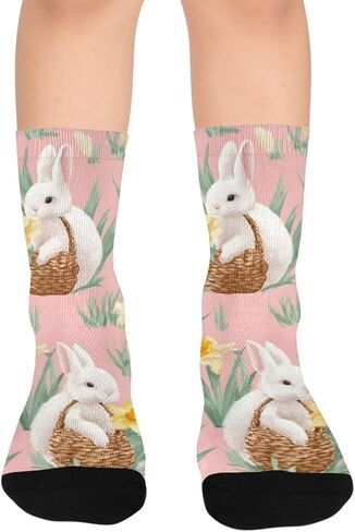 جوارب باستيل أرنب عيد الفصح للمشي لمسافات طويلة - جوارب شتوية حرارية سميكة دافئة للأولاد والبنات الصغار للمدرسة، والارتداء اليومي والأنشطة الخارجية in Kuwait