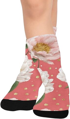 جوارب المشي لمسافات طويلة بتصميم الفاوانيا البيضاء - جوارب شتوية حرارية سميكة دافئة للأطفال الصغار للأولاد والبنات للمدرسة، والارتداء اليومي والأنشطة الخارجية in Kuwait