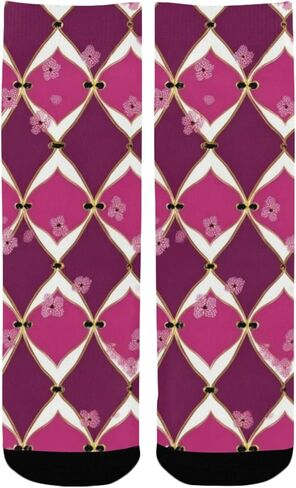 جوارب المشي لمسافات طويلة باللون الفوشيا الماسي - جوارب شتوية حرارية سميكة دافئة للأولاد والبنات الصغار للمدرسة، والارتداء اليومي والأنشطة الخارجية in Kuwait