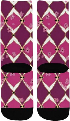 جوارب المشي لمسافات طويلة باللون الفوشيا الماسي - جوارب شتوية حرارية سميكة دافئة للأولاد والبنات الصغار للمدرسة، والارتداء اليومي والأنشطة الخارجية in Kuwait