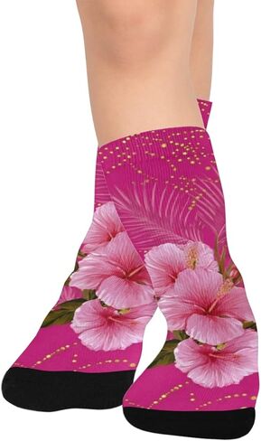 جوارب Flamingos Hibiscus Bloom الوردية للمشي لمسافات طويلة - جوارب شتوية حرارية سميكة دافئة للأولاد والبنات للمدرسة، والارتداء اليومي والأنشطة الخارجية in Kuwait