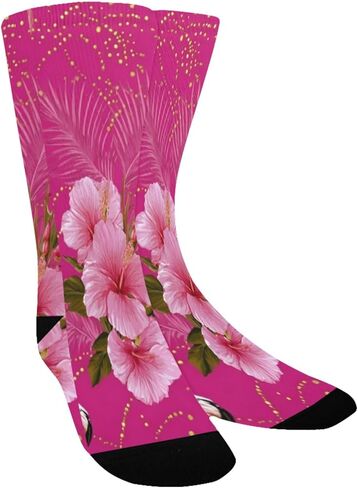 جوارب Flamingos Hibiscus Bloom الوردية للمشي لمسافات طويلة - جوارب شتوية حرارية سميكة دافئة للأولاد والبنات للمدرسة، والارتداء اليومي والأنشطة الخارجية in Kuwait