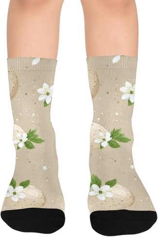 جوارب المشي لمسافات طويلة على شكل بيضة زهرية بيضاء - جوارب شتوية حرارية سميكة دافئة للأولاد والبنات الصغار للمدرسة، والارتداء اليومي والأنشطة الخارجية in Kuwait