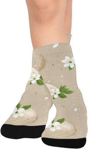 جوارب المشي لمسافات طويلة على شكل بيضة زهرية بيضاء - جوارب شتوية حرارية سميكة دافئة للأولاد والبنات الصغار للمدرسة، والارتداء اليومي والأنشطة الخارجية in Kuwait