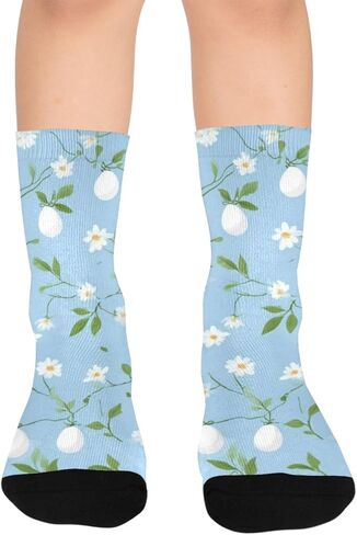 جوارب عيد الفصح بلوم للمشي على شكل زهرة بيضاء - جوارب شتوية حرارية سميكة دافئة للأولاد والبنات الصغار للمدرسة، والارتداء اليومي والأنشطة الخارجية in Kuwait