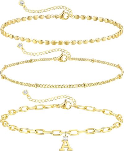 الأساور الذهب الأولية للنساء خطاب لذيذ أساور سحر غير مشوهة 14K مطلي بالذهب مطلي بالطبقة الورقية قابلة للتكديس أساور سلسلة ارتباط مجموعة هدايا مخصصة للمجوهرات النسائية in Kuwait