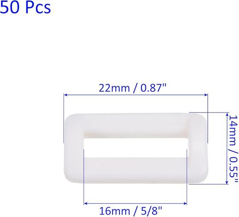 50 Pack Rectangle Buckle - Plastic Ring Buckles Webbing Slider, Apply to Purse Belt Strap Hardware (25/32 Inches, Black) in Saudi Arabia
