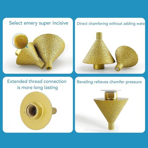 38 50mm M14 Chamfering and Reaming Tapered Grinding Bit Tile Marble Quartz Stone Drilling and Flaring Angle Grinding Bit with M14 Adaptor for Marble Quartz Stone Tile Cutting in Saudi Arabia