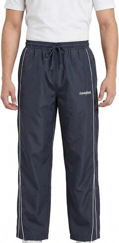Men's Casual Track Pants Lightweight Windproof Athletic Pants with Side Stripe and Drawstring Waist for Jogging and Daily Wear Blue in Saudi Arabia