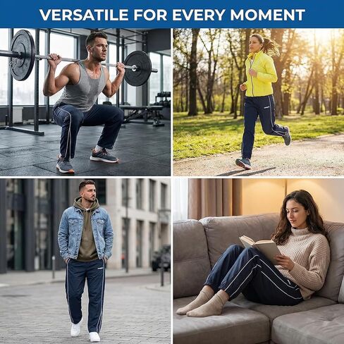 Men's Casual Track Pants Lightweight Windproof Athletic Pants with Side Stripe and Drawstring Waist for Jogging and Daily Wear Blue in Saudi Arabia