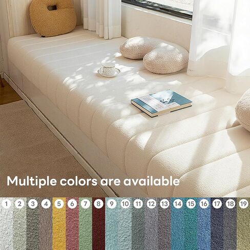 Bay Window Cushion 1.6x79x16 Teddy Plush 50D Density White Foam Padding Non-Slip & Durable.Easy Clean for Boat Bench Seat -Grau. in Saudi Arabia