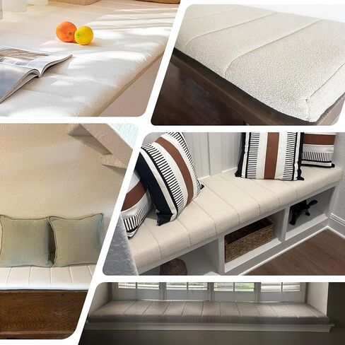 Bay Window Cushion 1.6x79x16 Teddy Plush 50D Density White Foam Padding Non-Slip & Durable.Easy Clean for Boat Bench Seat -Grau. in Saudi Arabia