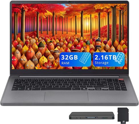 LG gram 15-inch Thin and Lightweight Laptop, Windows 11 Home, Powered by AMD Ryzen AI 7 350 Processor, 16GB RAM, 1TB SSD, Obsidian Black in Kuwait