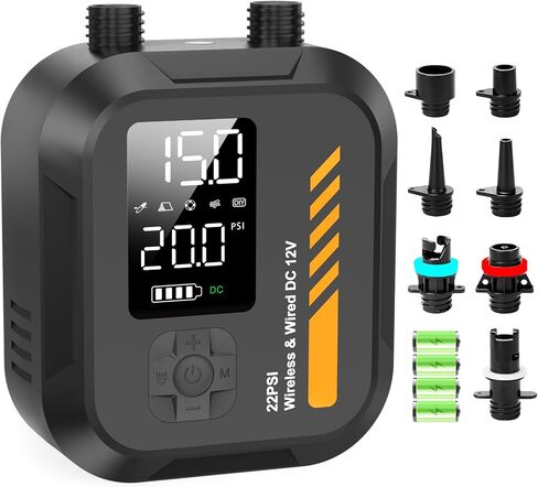 مضخة هواء WEOLULI مجداف كهربائية محمولة، قابلة لإعادة الشحن 22 رطل لكل بوصة مربعة، مضخة هواء SUP، طاقة مزدوجة 7800 مللي أمبير في الساعة، قابس سيارة 12 فولت تيار مستمر، انكماش التضخم، إيقاف تلقائي، لألواح التجديف، قوارب الكاياك، الطائرات الورقية، الخيمة، ق in Kuwait