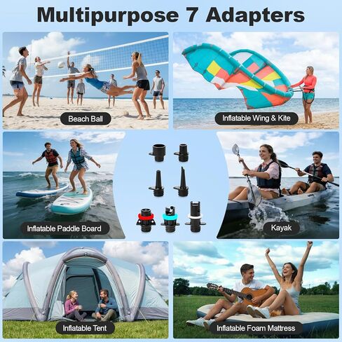 مضخة هواء WEOLULI مجداف كهربائية محمولة، قابلة لإعادة الشحن 22 رطل لكل بوصة مربعة، مضخة هواء SUP، طاقة مزدوجة 7800 مللي أمبير في الساعة، قابس سيارة 12 فولت تيار مستمر، انكماش التضخم، إيقاف تلقائي، لألواح التجديف، قوارب الكاياك، الطائرات الورقية، الخيمة، ق in Kuwait