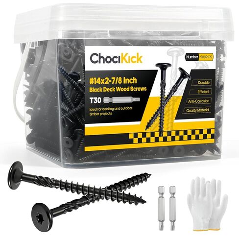 100Pcs #14 x 4-1/2" Lag Screws Black, Structural Wood Screws Star Drive, Heavy-Duty Exterior Construction Screws for Timber, Landscaping & Framing, T30 Bit Included, Rust Resistant in Saudi Arabia