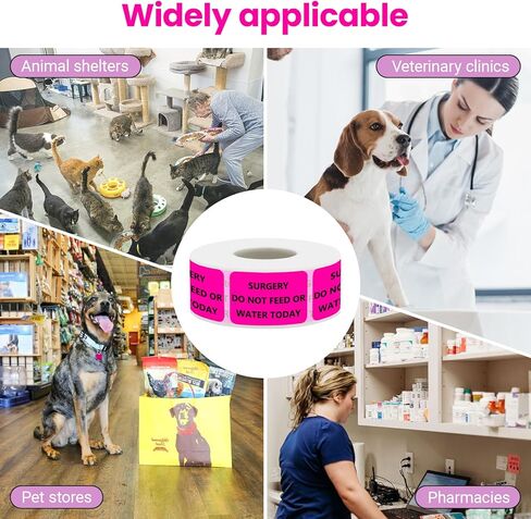 Surgery DO NOT Feed OR Water Veterinary Labels - Pet Care Instruction Stickers for Animal Clinics, Shelters, Pet Stores, 500 PCS/Roll (Surgery DO NOT Feed OR Water, 1.5" L x 1" W) in Kuwait