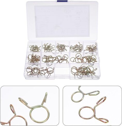UKCOCO 120pcs Spring Hose Clamp Assortment Kit Heavy Duty Metal Water Hose Clips Tubing Clamps Set for Plumbing Automotive and Mechanical Applications in Saudi Arabia