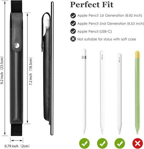 حافظة أقلام DTTO لقلم Apple Pencil Pro الجديد، وApple Pencil الجيل الأول/الثاني وقلم Apple (USB-C)، وحقيبة أقلام iPad من جلد البولي يوريثان مع شريط مطاطي قابل للفصل متصل بجهاز iPad، رمادي فاتح in Saudi Arabia