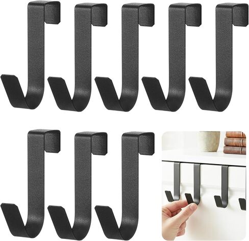 8PCS Over The Cabinet Door Hooks, Heavy Duty J-Hooks No Drill Cabinet Hooks Cabinets Drawer Organizer Metal Wreath Hanger for Hanging Space-Saving in Saudi Arabia