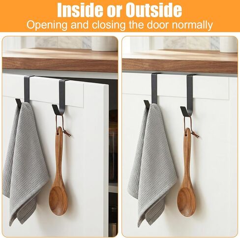 8PCS Over The Cabinet Door Hooks, Heavy Duty J-Hooks No Drill Cabinet Hooks Cabinets Drawer Organizer Metal Wreath Hanger for Hanging Space-Saving in Saudi Arabia