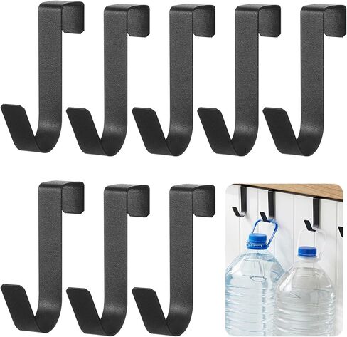 8PCS Over The Cabinet Door Hooks, Heavy Duty J-Hooks No Drill Cabinet Hooks Cabinets Drawer Organizer Metal Wreath Hanger for Hanging Space-Saving in Saudi Arabia