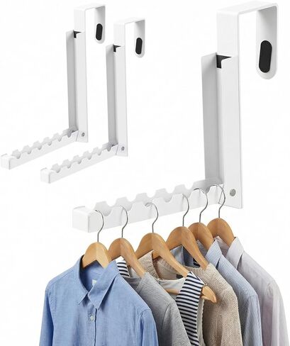 2 Pack Over The Door Hooks Hanger Rack,Portable Storage Foldable Folding Clothes Drying Hanging Rack Cubicle Rrying Heavy Duty Hanger for Clothes, Coats, Towels for Bedroom Bathroom White in Saudi Arabia